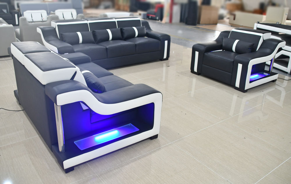 G8047D LEATHER LOUNGE WITH LED LIGHT