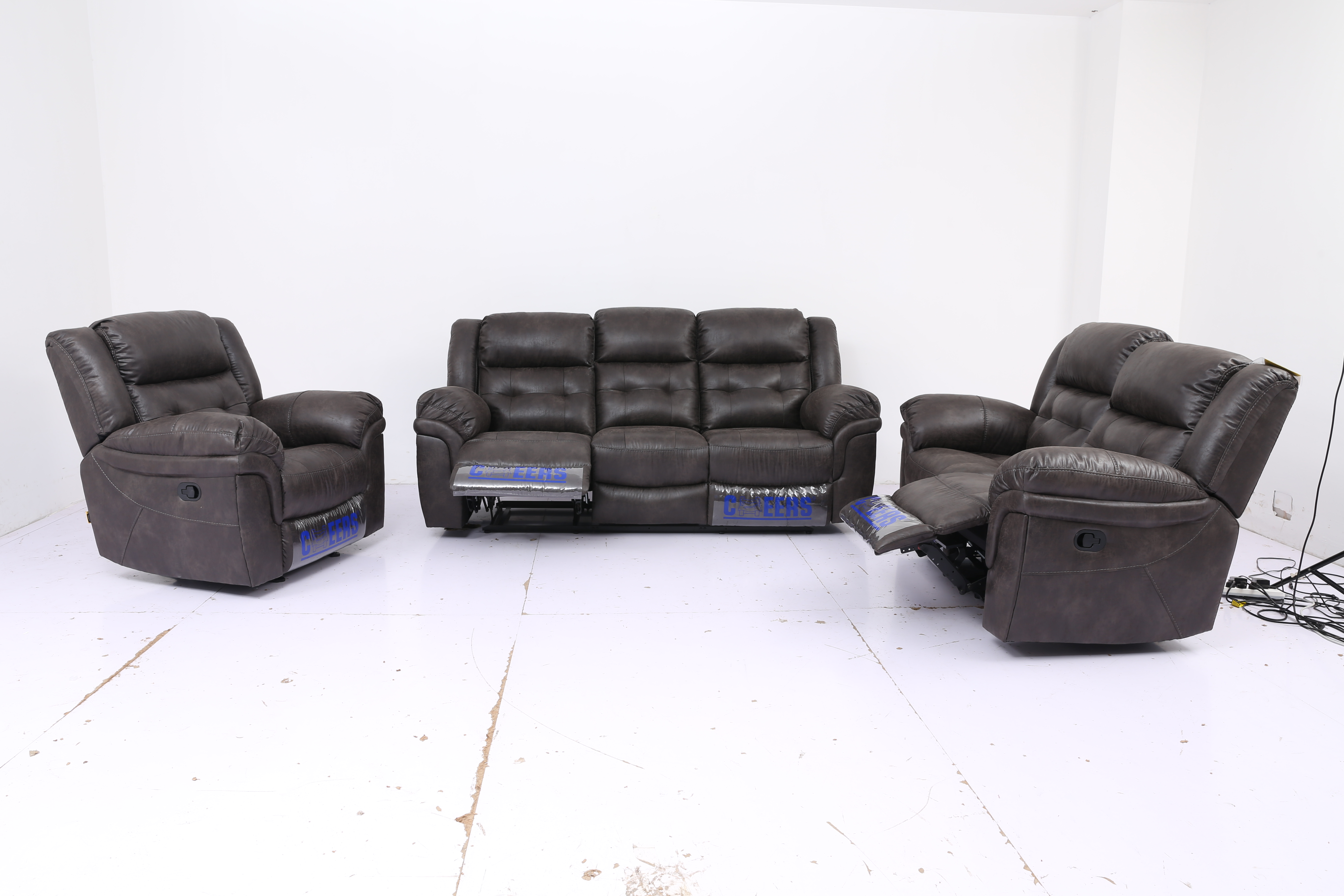 5156 LEATHER LOOK FABRIC LOUNGE WITH 5 RECLINERS & 1 ROCKER