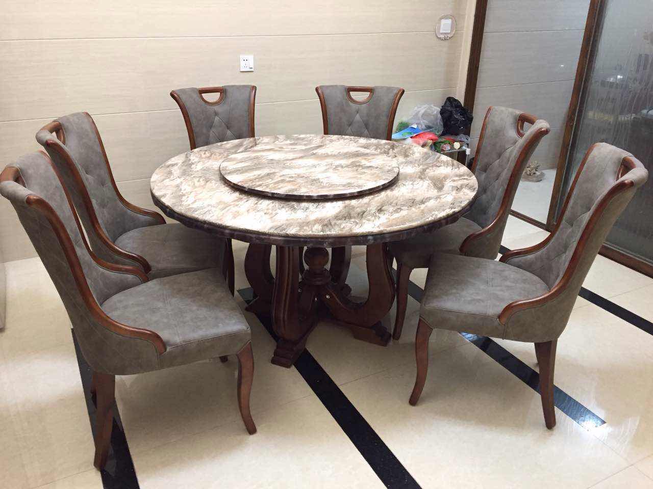 C010 MABLE ROUND DINING TABLE+6 DINING CHAIRS