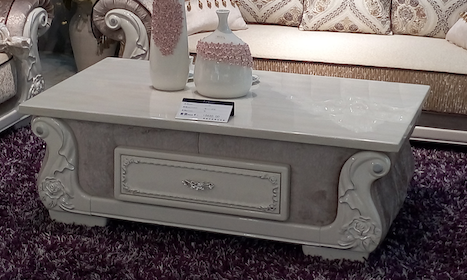612 HANDCRAFTED SOLID WOOD MARBLE TOP COFFEE TABLE