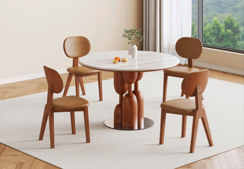 D5010 MARBLE ROUND DINING TABLE WITH CHAIRS
